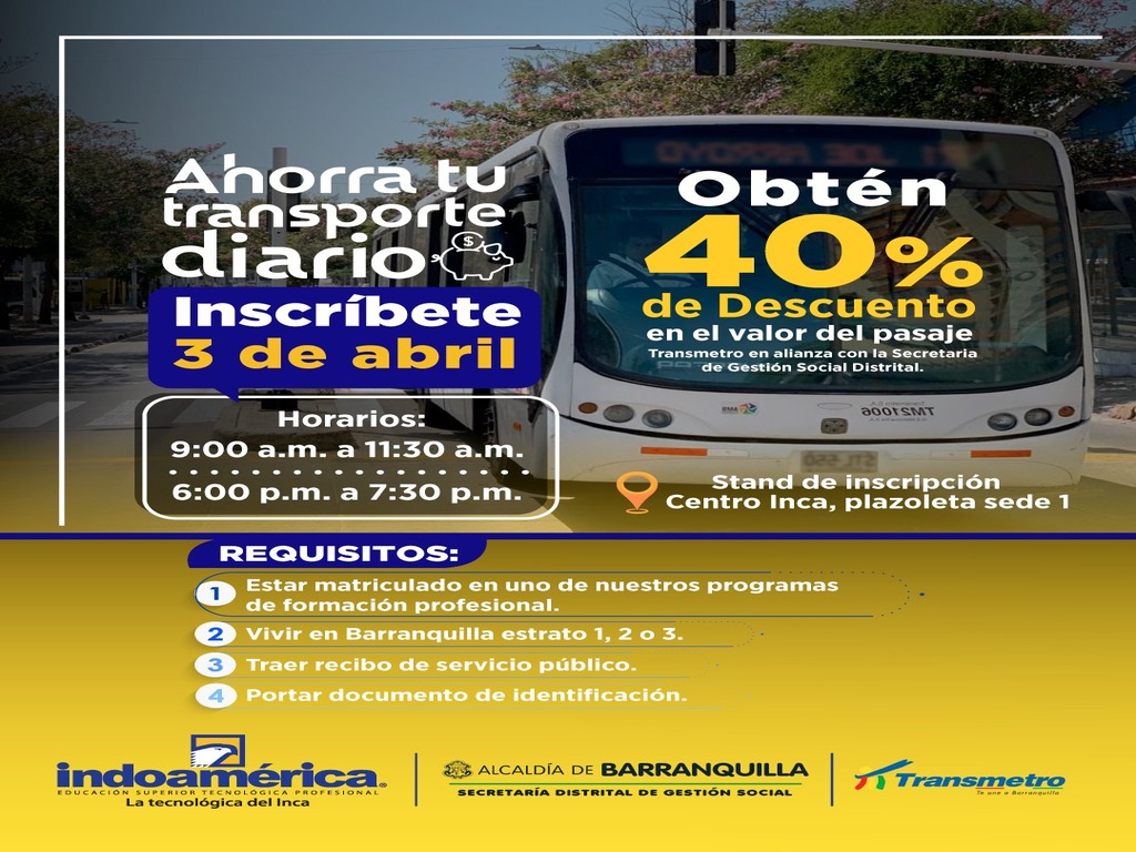 Indoamérica se une a la campaña de subsidio de transporte en alianza con la Alcaldía  y Transmetro